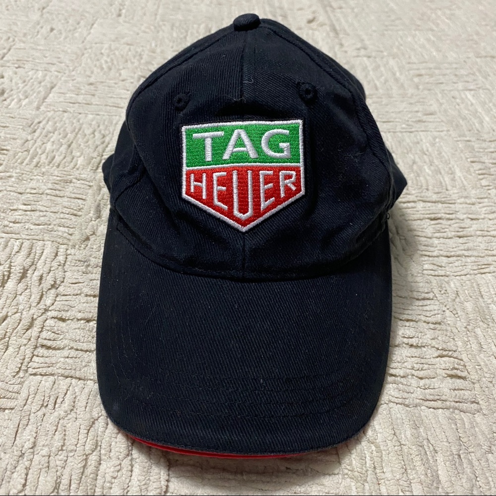 Tag Heuer Black Strapback Hat Cap Watch Logo Adjustable Official Branded